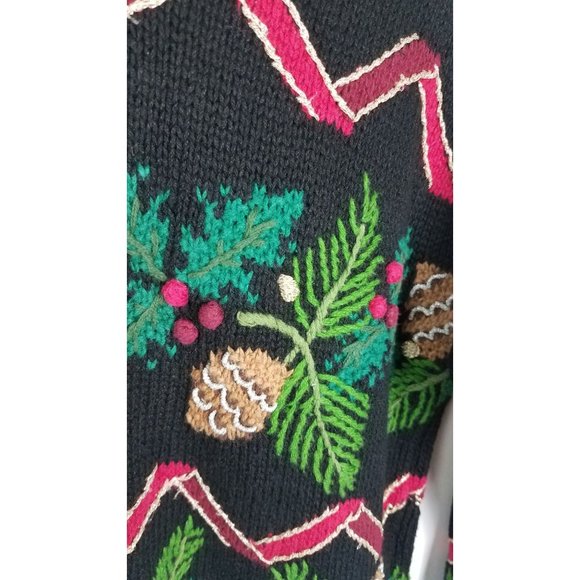 Vtg. Design Options by Philip & Jane Gordon Sz. S Hand Knitted Holiday Cardigan - Picture 4 of 8